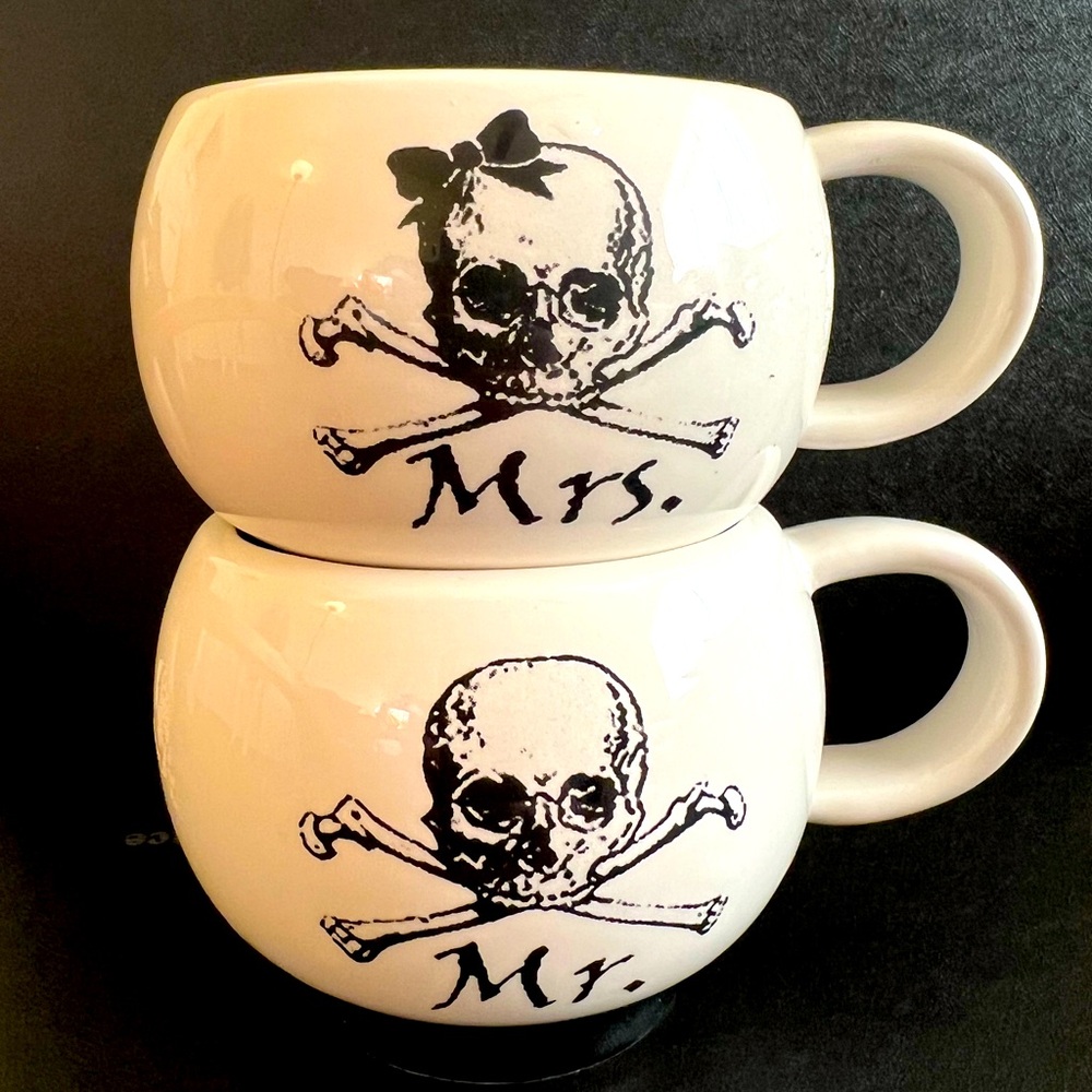 Mortar & Bones Mr. & Mrs. Skull Mug Set Perfect For “First Mates”